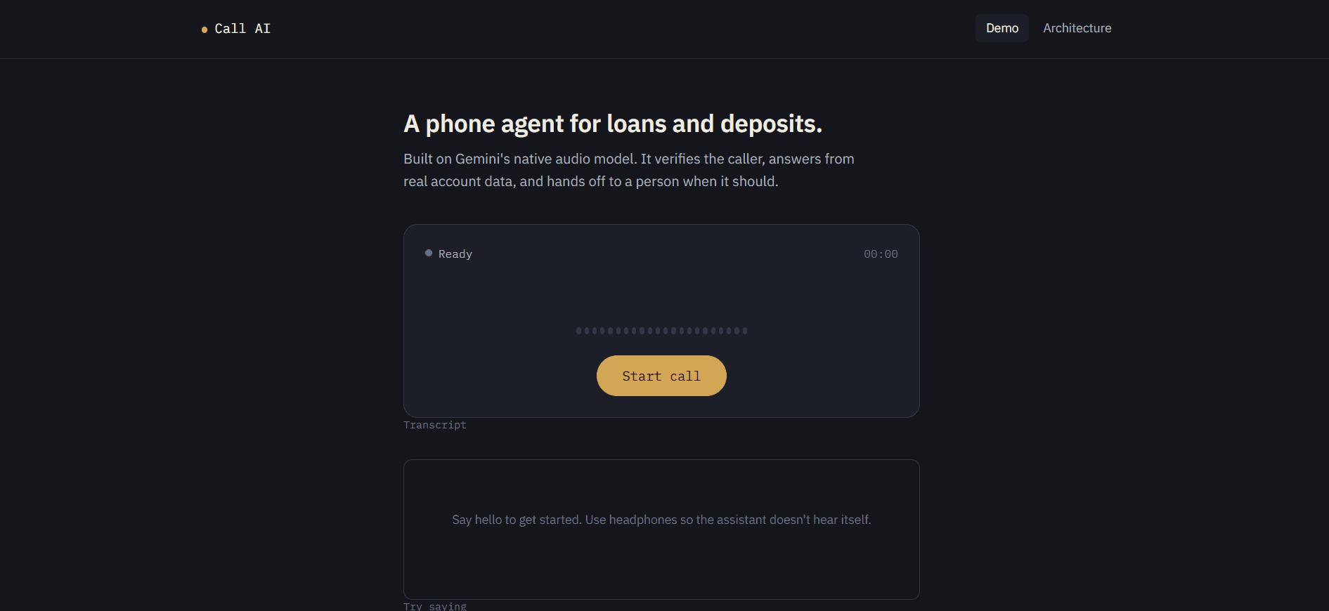 Call AI project screenshot
